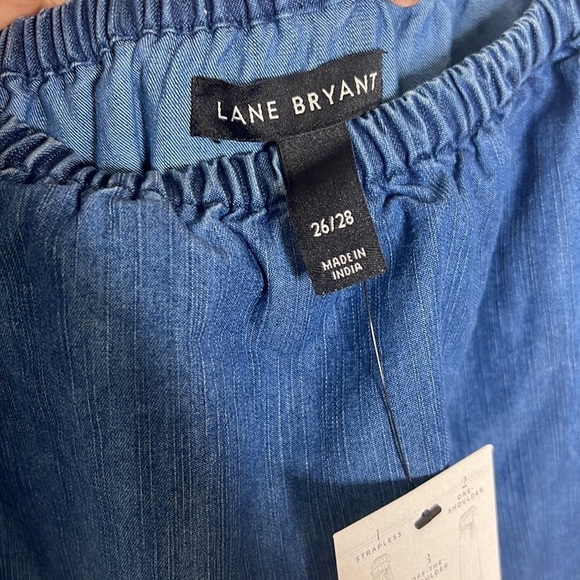 NWT Lane Bryant Convertible Off-The-Shoulder Chambray Fit & Flare Dress - Picture 6 of 10